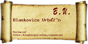 Blaskovics Urbán névjegykártya